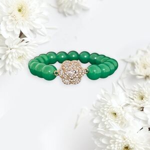 Jade Bracelet With Cubic Zirconia Charm